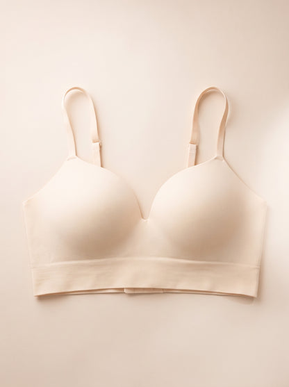Snug Wireless Shaping Bra in Chai laid flat, front